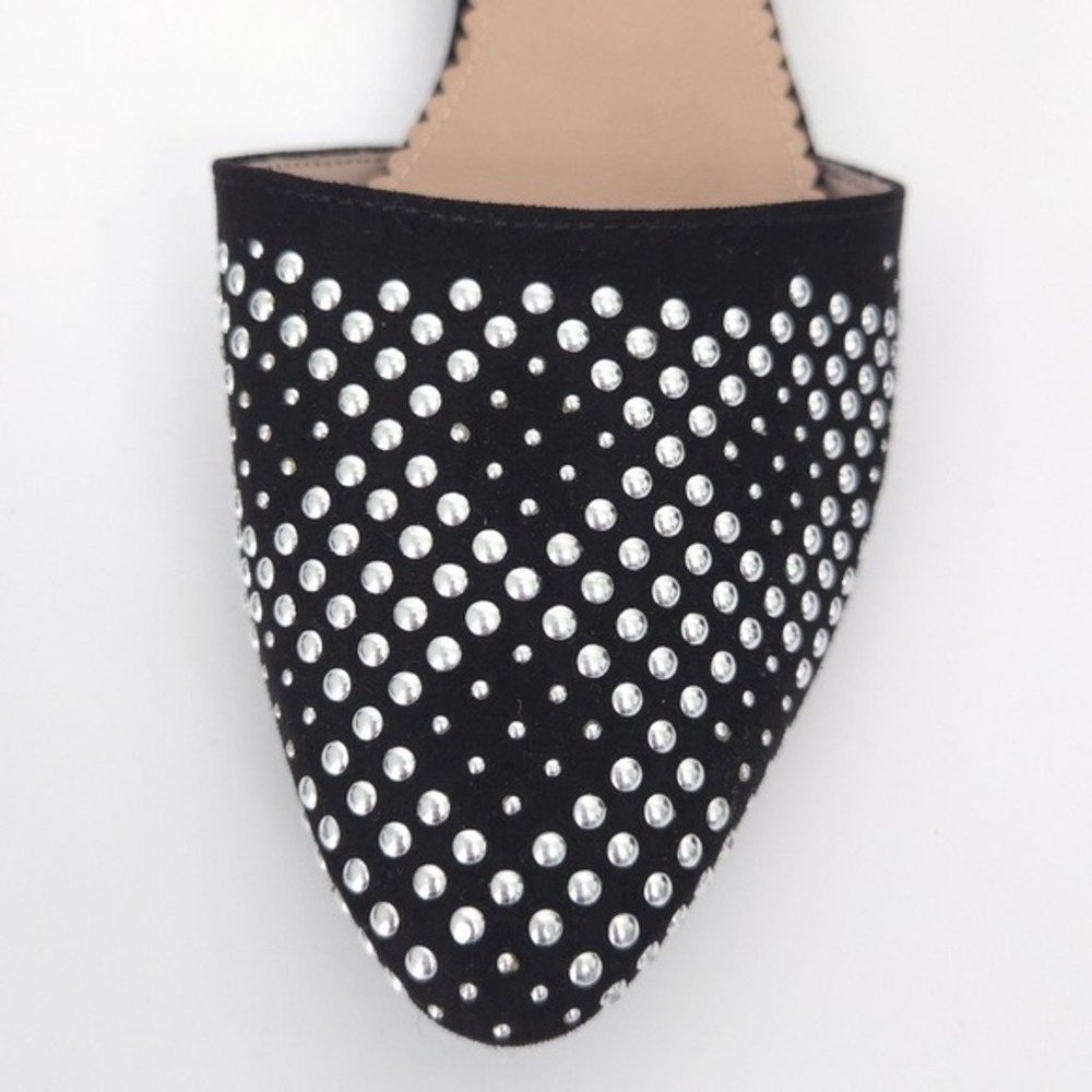 Isaac‎ Mizrahi Black Suede & Silver Studded Diamond Pattern D'Orsay Flats- 9.5 - Picture 4 of 8